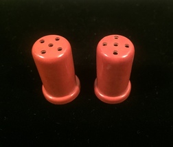 50s brown/rust Salt and Pepper shakers from airline meal service set image 2