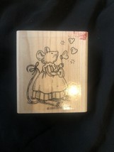 Girl Mouse blowing Heart Bubbles Rubber Stamp Stampin&#39; Up Retired Valentines Day - £12.67 GBP