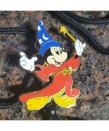 Disney Pin Sorcerer Mickey with Wand Fantasia Red Robe Cast Exclusive HT... - £57.07 GBP