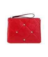 Asia Bellucci Italian Made Red Quilted Leather Wristlet Clutch Evening B... - $2,340.95 MXN