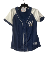 Majestic Mujer Milwaukee Brewers Cuello en Pico Camisa Blue-Medium - £34.09 GBP