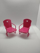 Metal Outdoor Chair Patio for Dollhouse Miniature Pink Set of 2 - £22.98 GBP