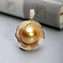 2.25ct Natural J-K Diamond Pearl 14k Yellow Gold Wedding Rose Pendant AJ03090128 - £2,405.52 GBP