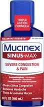 Mucinex Severe Congestion &amp; Pain Relief, Sinus-Max Max Strength, 6oz Clears Sinu - £23.17 GBP