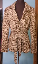 David Brooks Brown Leopard Print Belted Lined Jacket Size M - £13.51 GBP