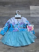 Youngland Girls Dress Size 18 Mo Long Sleeve Teal Blue Glitter Tulle Ove... - £11.55 GBP