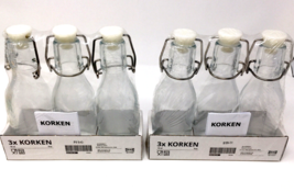 NEW! IKEA Korken Set of 6 Glass Bottles with Stopper (5 oz) 804.763.34 - £17.39 GBP