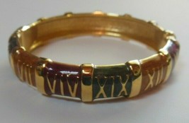 Vintage Gold Tone Enamel Roman Numeral Bangle Bracelet - £18.30 GBP