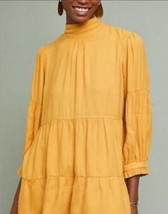 Anthropologie Maeve Goldie High Neck Tiered Flowy Blouse Sz S Marigold READ - £11.65 GBP