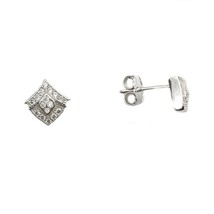 Women&#39;s 925 Sterling Silver Cubic Zirconia Rhodium Earrings - DA134 - £8.33 GBP