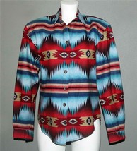 VTG Roughrider Southwest Native Aztec Turquoise Red Navy Cotton Shirt Wm&#39;s S EXC - £21.57 GBP