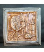 Vintage 1982 Ceramic Plaque Spinning Wheel, Churn, Broom - $24.41 CAD