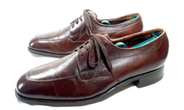 Men Dress Shoe Brown Size 9 Vintage Florsheim Leather Lace Up Apron Toe Hipster - £35.97 GBP