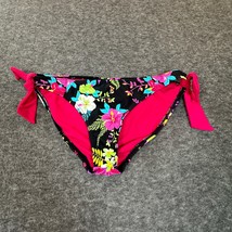 Xhilaration Swimsuit Bottom Womens Small Black Floral Side Tie Bikini Su... - £7.45 GBP