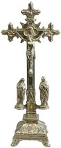 Antique Crucifix Cross Religious Rococo Styling Mary and John Sacred Heart - £145.34 GBP