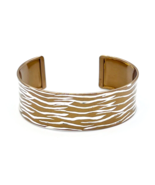 The Black Bow Sterling Silver Cognac Plated Animal Print Cuff Bracelet 9... - $94.05