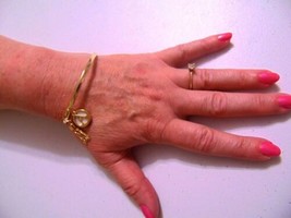 BCB Generation 7” Gold Tone Letter &quot;A&quot;Charm Bangle Bracelet A452 - £6.95 GBP