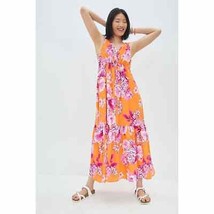New Anthropologie Gathered Maxi Dress $168  X-Small Orange Boho Floral Motif  - £63.29 GBP