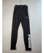PUMA Leggings Womens Size XS Black Knit Logo White Graphic Pull On Elast... - £12.83 GBP