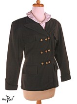 Vintage 40s Fitted Black Jacket Triple Button Rows Padded Shoulder S/M -... - £46.36 GBP