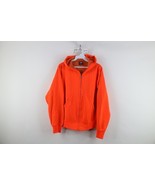 Vtg 70s 80s Streetwear Mens M Flocked Fleece Lined Zip Hoodie Blaze Orange USA - $69.25