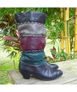 Vintage ADRIANO FOSI Italy Boots Patchwork Slouchy Leather Purple Black ... - $164.21 CAD