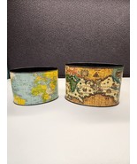 Set Of 2 Vintage Old World Map Oval Tin Container Made in Japan - $27.00