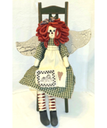 22” RAGDOLL ANGEL Folk Art Doll Wire Hanger ~ TUCKER&#39;S Farmhouse Originals - £11.83 GBP