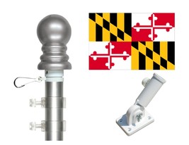 Maryland 3&#39;x5&#39; Polyester Flag &amp; Spinner Flagpole Set w/Adjustable Bracket - $39.00