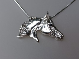 Arabian Horse Pendant w stone  Chain Sterling Silver Necklace Equestrian... - $78.21