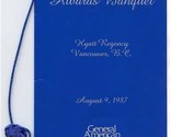 Hyatt Regency Hotel Awards Banquet Menu 1987 Vancouver BC General American  - £14.01 GBP