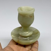 286g, 3.3&quot;x1.5&quot;x2.8&quot;, Natural Green Onyx Candle Holder Gemstone Carved, B32242 - £35.59 GBP