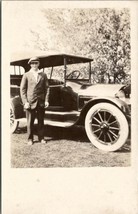 RPPC Antique Automobile Gentleman Posing with Nice Car c1910 Postcard U20 - $16.95