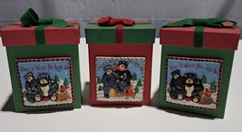 3 Christmas Season Heavy Cardboard Gift Box Holiday Home Decor Display P... - $6.85
