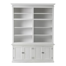 87" White Solid Wood Adjustable Four Tier Bookcase - $52,569.26 MXN