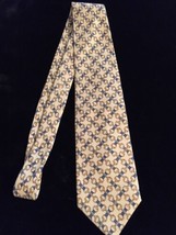 Brooks Basics Men&#39;s Tie Pure 100% Silk Made In The Usa Cream And Blue  - £12.25 GBP