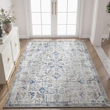 jinchan Area Rug 5x7 Vintage Floral Oriental Washable Non Slip Taupe - €39,97 EUR