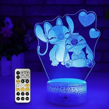 3D Illusion Stitch Night Light, Stitch Gifts For Girls With Timer Remote &amp; Smart - £23.52 GBP