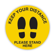 Durus Circle Adh Social Distancing Shoeprint Sign (Blk/Ylw) - £35.12 GBP