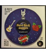 HARD ROCK CAFE ATLANTIC CITY 8 Coasters Set Real Vinyl Coasters With Sto... - $23.74