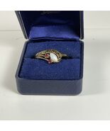 Vintage UNCAS Signed Gold Tone &amp; Glass Cocktail Ring ~ Size 12.5 - $205.70 MXN