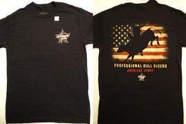 PBR Professional Bull Riders America&#39;s Sport USA Flag Licensed Black T-Shirt - £17.00 GBP+
