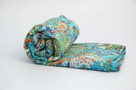Indian Cotton Paisley Print Bedspread Kantha Quilt Throw Blanket Bed Cover - £43.65 GBP+