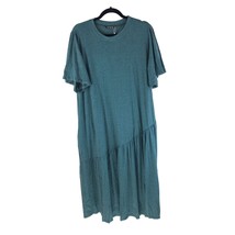 Bloomchic Womens T Shirt Midi Dress Asymmetric Ruffle Flutter Sleeve Green 12 - £19.21 GBP
