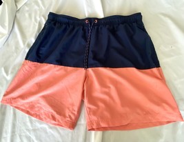 George Men&#39;s Swim Trunks Shorts Size XL 40-42 Navy Blue, Coral 9&quot; Inseam Lined - £12.58 GBP