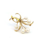 Mikimoto Estate Akoya Pearl Brooch 1.5 x 1&quot; 14k Y Gold 6.60-5.50 mm M370 - $543.51