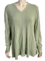 ISAAC MIZRAHI LIVE! Women's Cotton Blend V-Neck Sweater Mint Green XL - $13.29