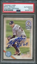 2018 Topps Gypsy Queen #228 Brad Ziegler Signed Card PSA Slabbed Auto Marlins - £39.30 GBP
