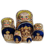 5pcs Hand Made Russian Nesting Doll of Russian Churches Burned Wood Styl... - $76.34 CAD