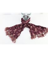 Vintage 40s 50s Rockabilly Paisley Silk Fringed Tassel Scarf Wrap Maroon... - $1,080.03 MXN